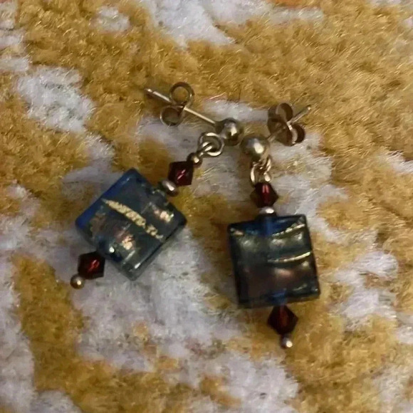 Bundle of three pair handcrafted earrings freshwater pearl and fused glass NWOT - Picture 4 of 5